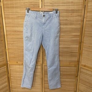 Gap Chino Pants Womens 0 Blue Acid Wash Girlfriend Straight Leg Stretch Khaki